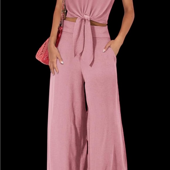 🎉SALE SUNDAY ONLY !NWT -Pretty garden Elegant Mauve Tie-Front 2 piece - Picture 2 of 4